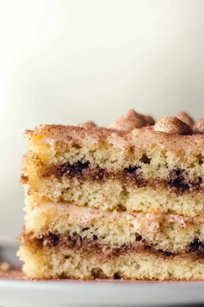 Delicious homemade snickerdoodle cake topped with cinnamon sugar