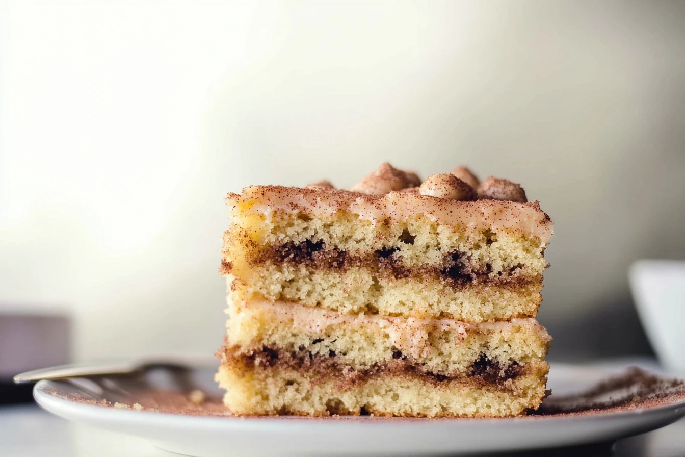 Delicious homemade snickerdoodle cake topped with cinnamon sugar