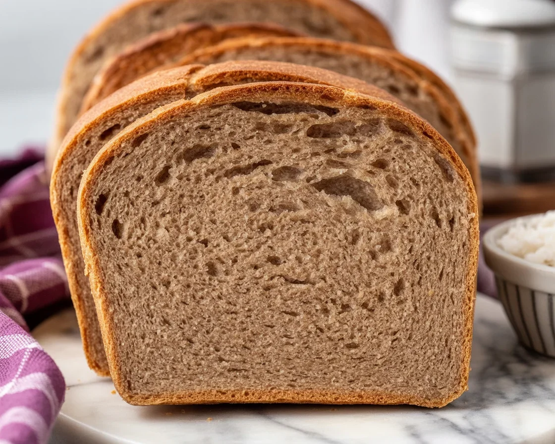 Homemade soft whole wheat bread sliced for sandwiches and toast