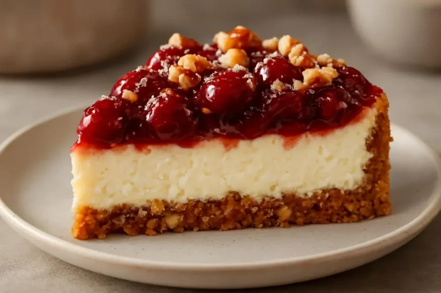 Cherry Pecan Cheesecake Lush dessert with layers of cherry and pecans