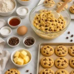 Delicious homemade chocolate chip cookies on a plate.