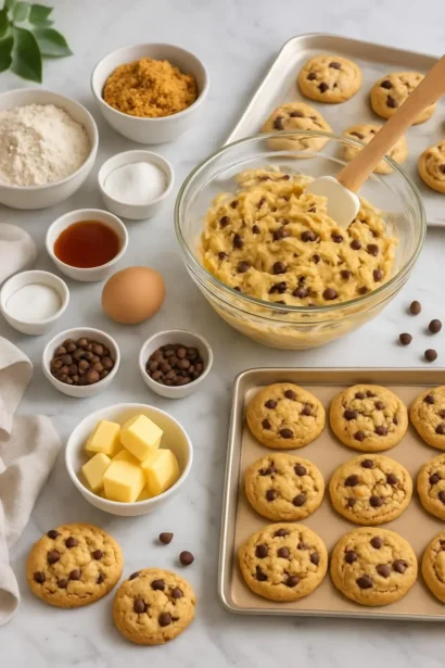 Delicious homemade chocolate chip cookies on a plate.
