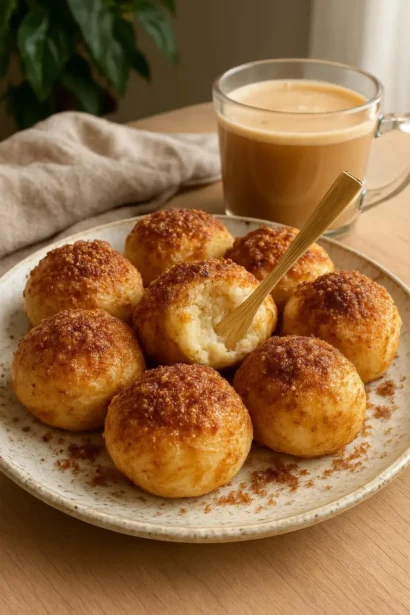 High-protein, low-calorie cinnamon roll bites on a plate