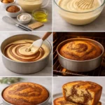 Delicious homemade Marble Cake with vanilla and chocolate swirls