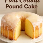 Delicious slice of Pina Colada Pound Cake with tropical pineapple and coconut flavor