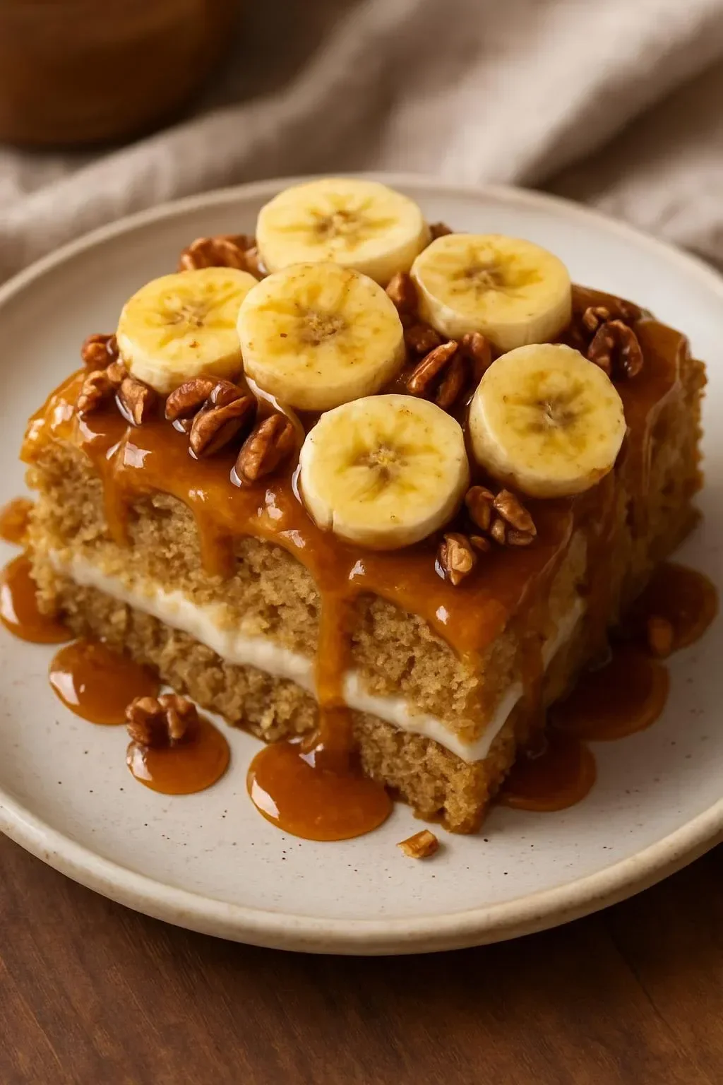 Delicious Southern banana cobbler served with whipped cream