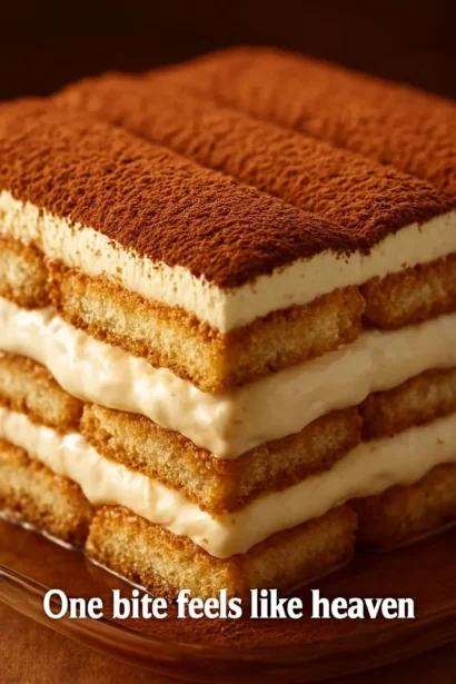 Delicious homemade tiramisu layered with coffee-soaked biscuits and mascarpone cheese