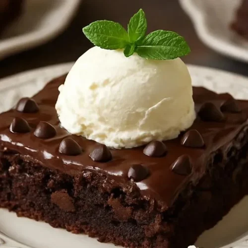 Delicious triple chocolate brownies fresh out of the oven