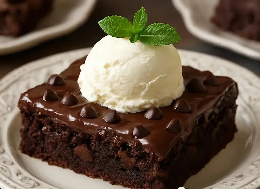 Delicious triple chocolate brownies fresh out of the oven